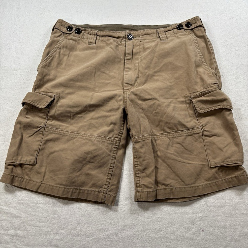 Polo Ralph Lauren Men's Cargo Shorts Size 34 Drill Khaki Distressed Heavyweight